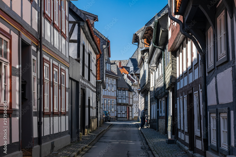 Fototapeta premium Half-timbered houses along the streets of Goslar, Germany