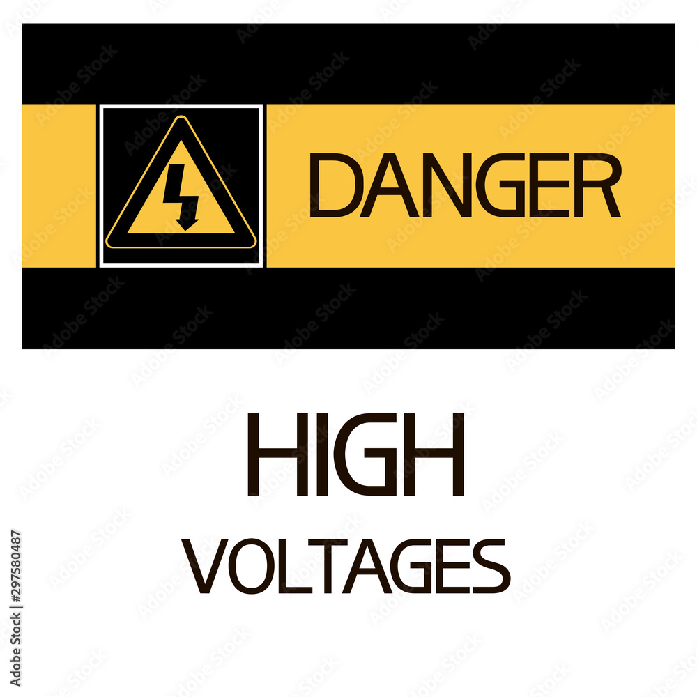 Obraz premium High voltages.Sign. Illustratively graphic hazard warning poster contact with this technology.