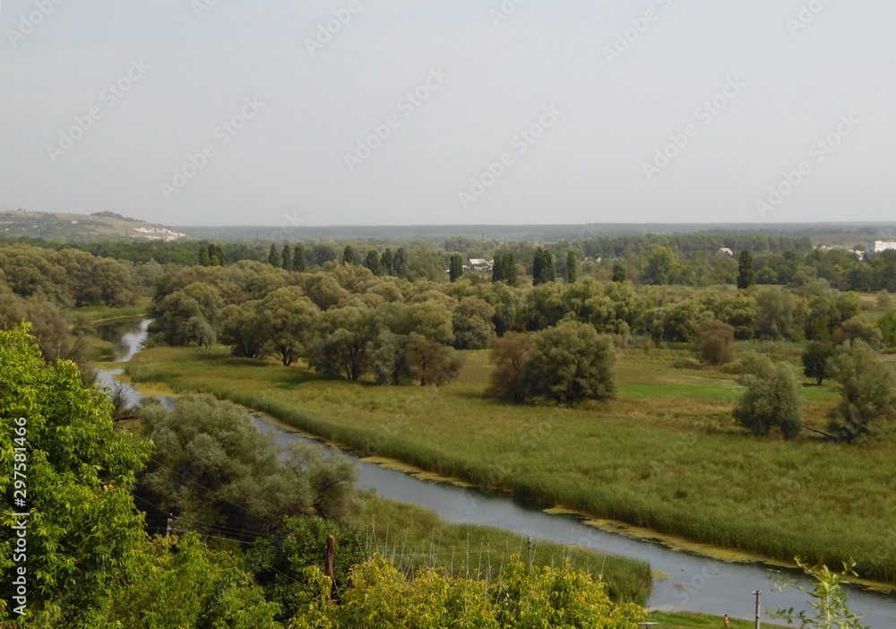 Landscape with a river the city of Kupyansk near Kharkov Ukraine