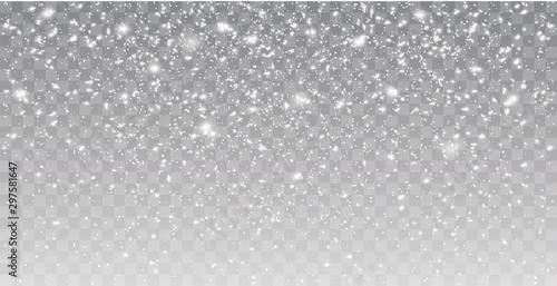 Seamless realistic falling snow or snowflakes. Isolated on transparent background - stock vector. photo