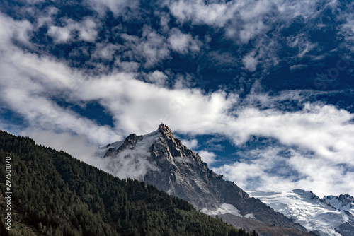 Aiguille du Midi mount in Mont Blanc massif, view from Chamonix, France.