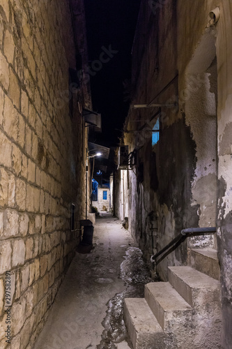 Night view of a quiet street in the old city of Safed in northern Israel © svarshik