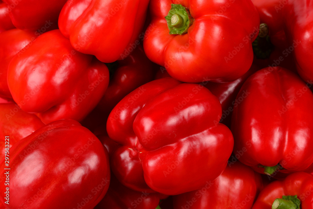 Fresh red bell pepper background. Fresh red bell pepper background.