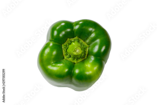 Green bell peppers isolated on white background.