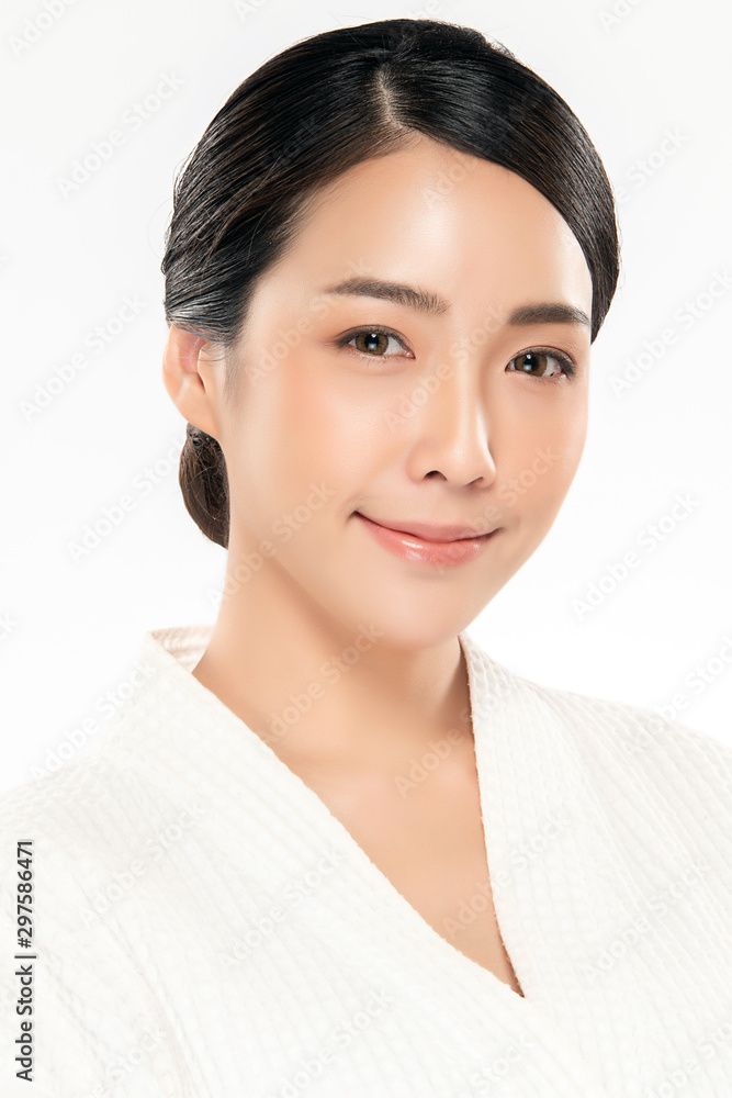 Beautiful young Asian woman smile with clean and fresh skin. Happiness and cheerful, isolated on white background,Beauty and Cosmetics Concept. Beautiful young Asian woman smile with clean and fresh skin. Happiness and cheerful, isolated on white background,Beauty and Cosmetics Concept.