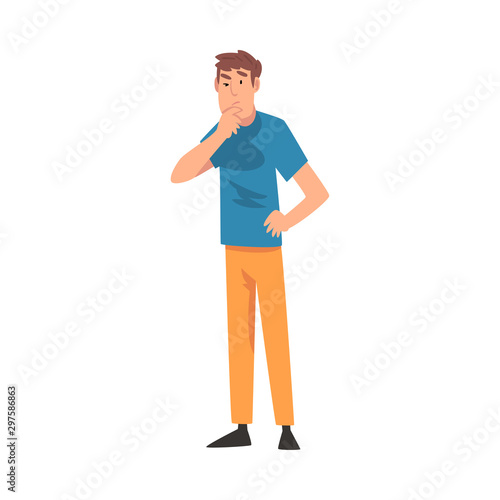 Man thinks about something cartoon vector illustration