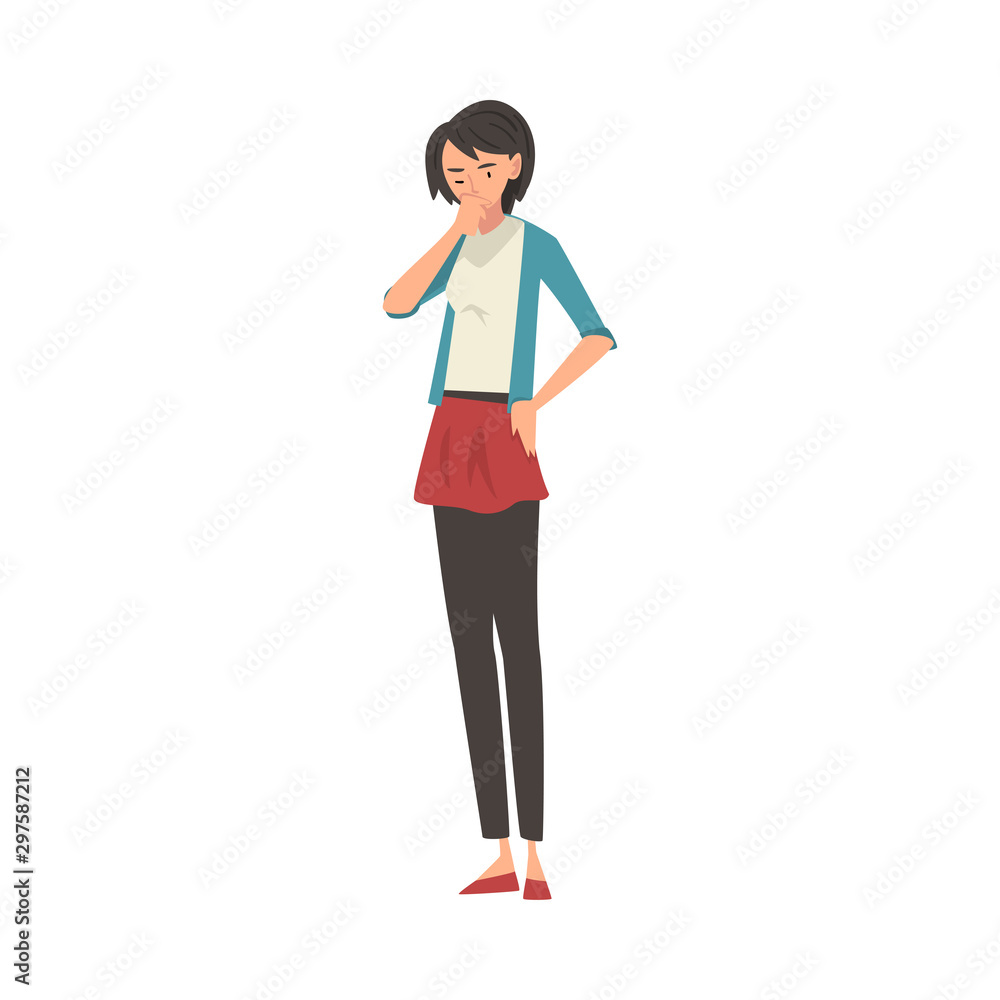 Young girl thinks about something cartoon vector illustration Young girl thinks about something cartoon vector illustration