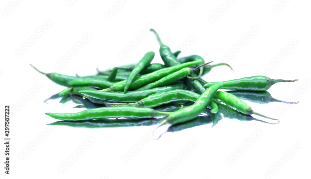 Fresh green chilli on white background Fresh green chilli on white background