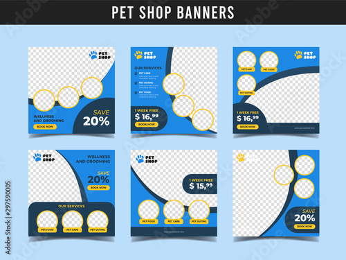 Pet shop square banner template. Promotional banner for social media post, web banner and flyer Vol.2