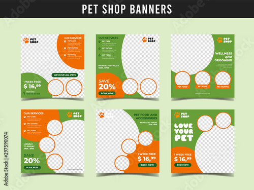 Pet shop square banner template. Promotional banner for social media post, web banner and flyer Vol.3