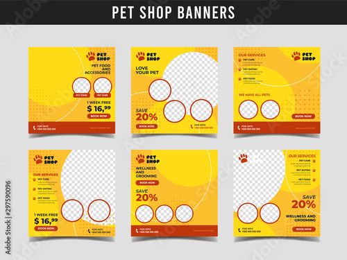 Pet shop square banner template. Promotional banner for social media post, web banner and flyer Vol.4