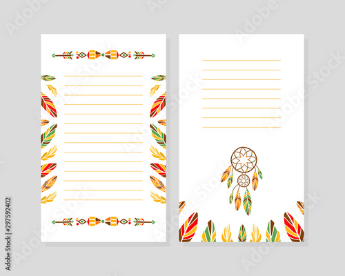 Decorative sheets for notes cartoon vector illustration