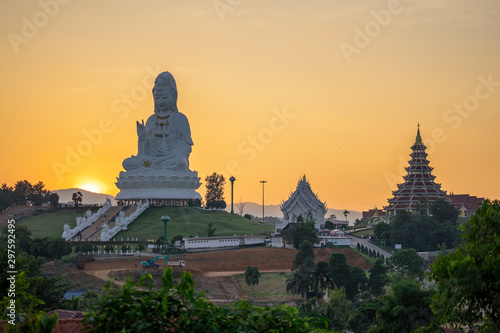 Wat Huay Pla Kang temple the pagoda in Chinese style in Chiangrai province of Thailand © chongsiri