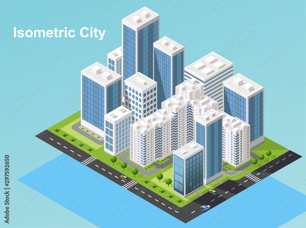 Isometric urban megalopolis top view of the city infrastructure town, street, houses, architecture 3d elements different buildings Isometric urban megalopolis top view of the city infrastructure town, street, houses, architecture 3d elements different buildings