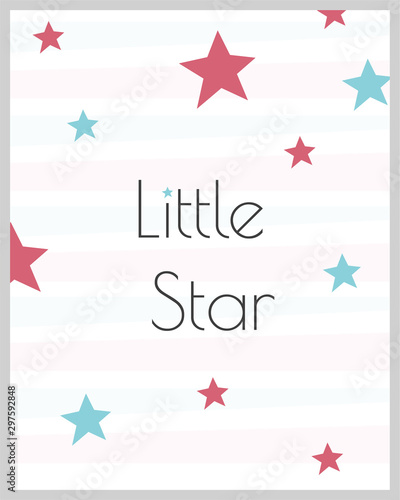Little baby invitation, postcard. Little star