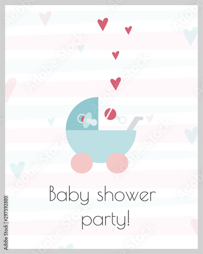 Little baby invitation, postcard. Baby shower party