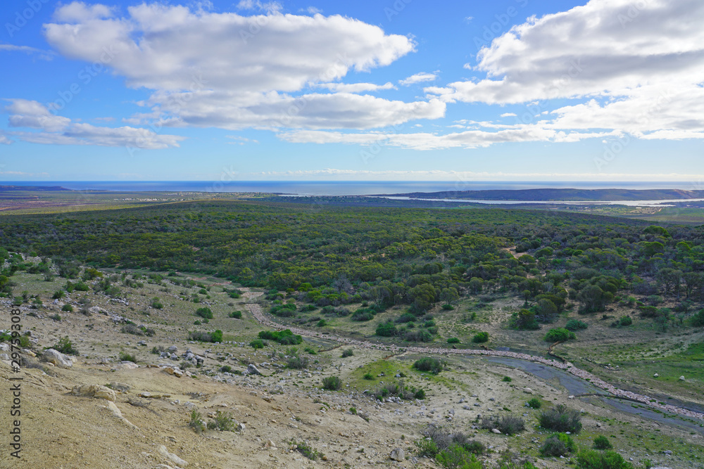 View of the Kalbarri National Park at Meanarra Hill in the Mid West region of Western Australia.