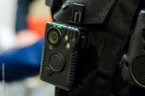 Close-up of police body camera photo