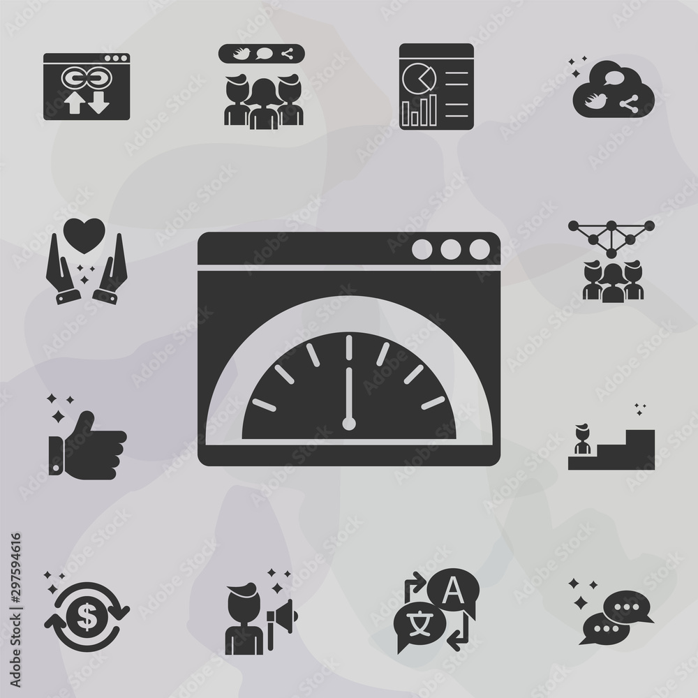Online marketing, speedometer icon. Universal set of online marketing for website design and development, app development Online marketing, speedometer icon. Universal set of online marketing for website design and development, app development
