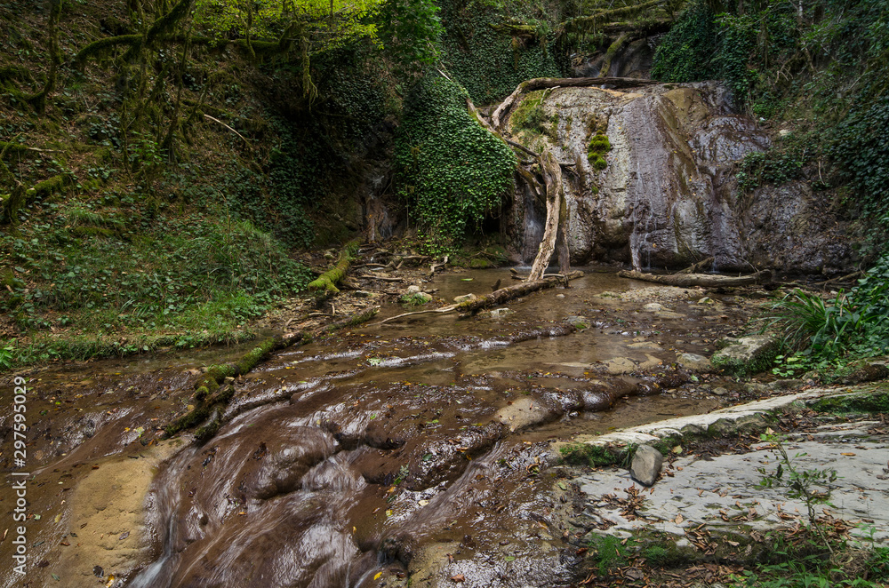 Waterfall near the river Shahe in Sochi Waterfall near the river Shahe in Sochi