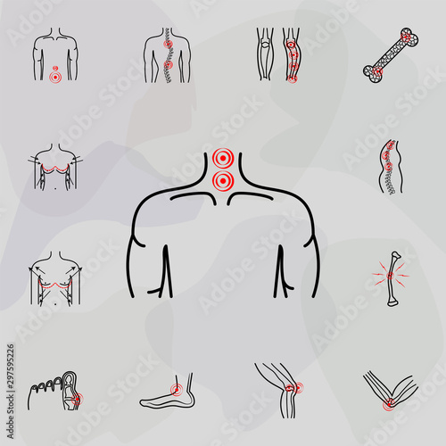 neck problems, pain icon. Universal set of plastic surgery, epilation for website design and development, app development