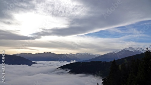 autumn in the mountain with fog in the valley © Chamois huntress