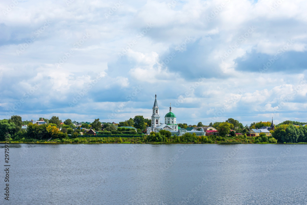 Panoramic beautiful view of the St. Catherine's Convent in Tver, Russia in summer.
