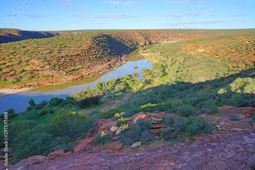 View of the Murchison River gorge in Kalbarri National Park in the Mid West region of Western Australia.