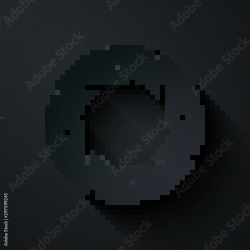 Paper cut Camera shutter icon isolated on black background. Paper art style. Vector Illustration