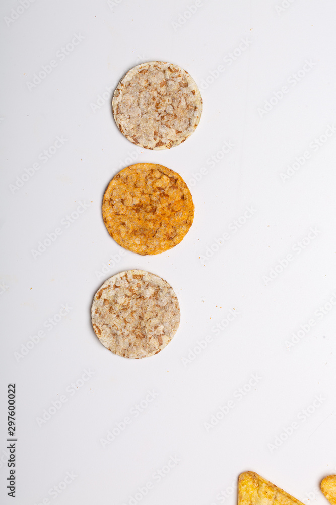 rise crackers isolated on white background rise crackers isolated on white background