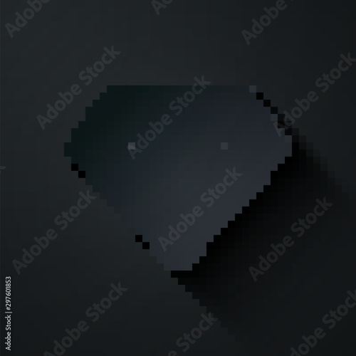 Paper cut Diamond icon isolated on black background. Jewelry symbol. Gem stone. Paper art style. Vector Illustration