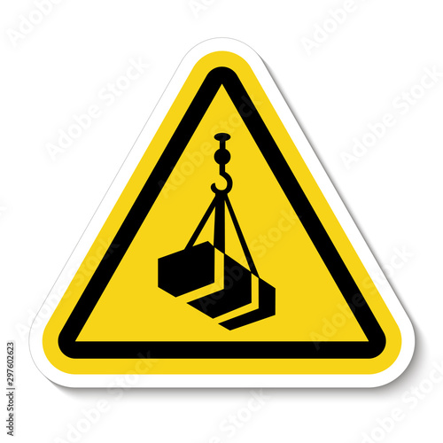 Beware Overhead Load Symbol Isolate On White Background,Vector Illustration