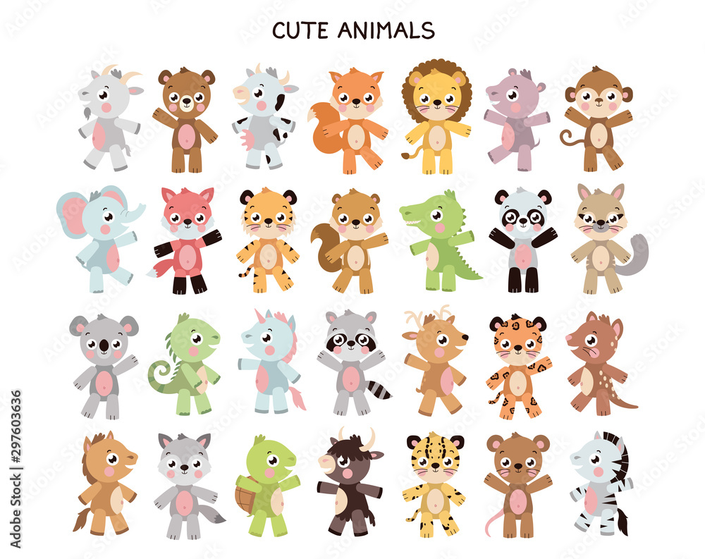 Different cute animal sticker template Different cute animal sticker template