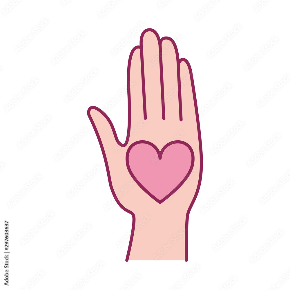 hand with heart breast cancer charity icon hand with heart breast cancer charity icon