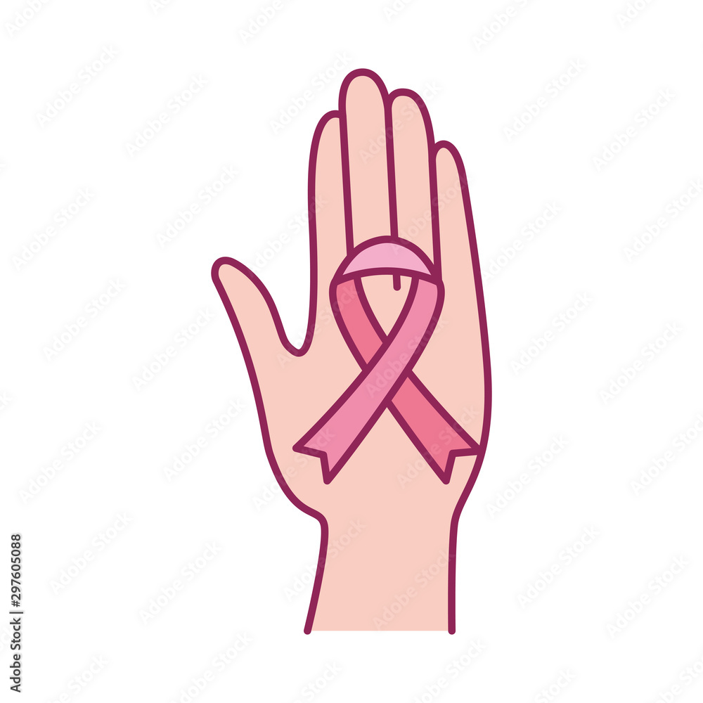 Breast Cancer Awareness hand lifting ribbon campaign Breast Cancer Awareness hand lifting ribbon campaign