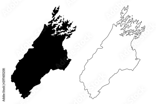 Marlborough Region (Regions of New Zealand, South Island) map vector illustration, scribble sketch Marlborough map....