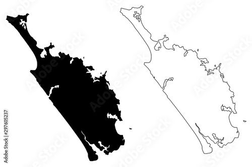 Northland Region (Regions of New Zealand, North Island) map vector illustration, scribble sketch Northland map.... photo