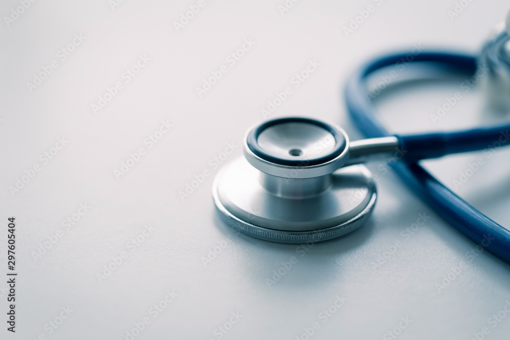 Stethoscope on the table. healthcare, insurance and medical concept.