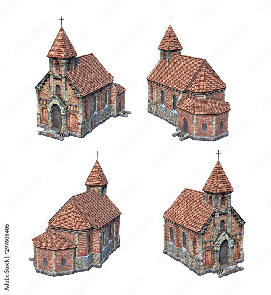 3d-renders of old cathedral
