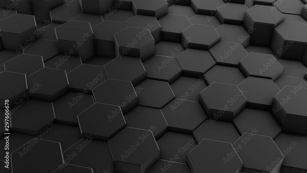 Dark business background from moving hexagons Dark business background from moving hexagons
