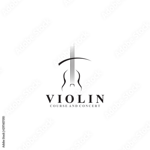 Violin icon logo design vector template
