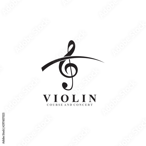 Violin icon logo design vector template