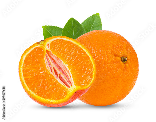 Mandarin, tangerine citrus fruit isolated on white background.