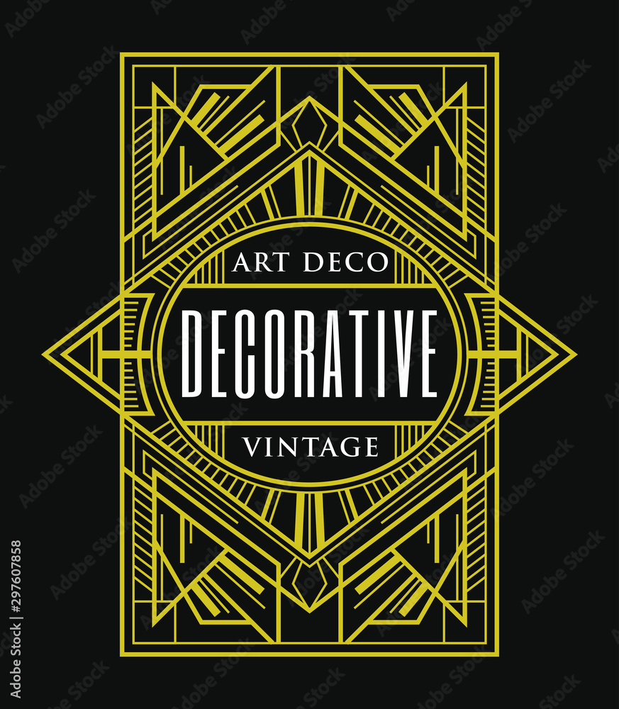 Art Deco Vintage Decorative Label Beautiful Fashionable Design Template