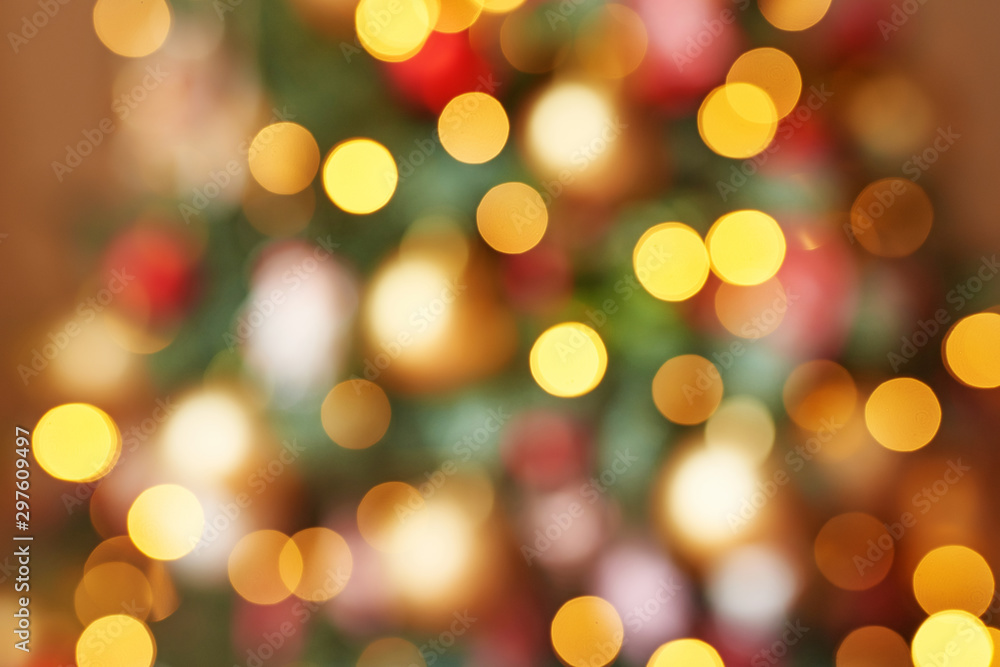 Christmas bokeh garlands of red, yellow and green color Christmas bokeh garlands of red, yellow and green color