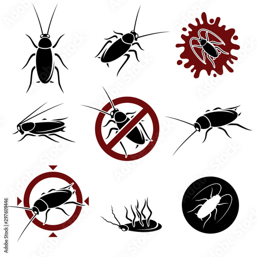 Cockroach set. Collection icon cockroach. Vector