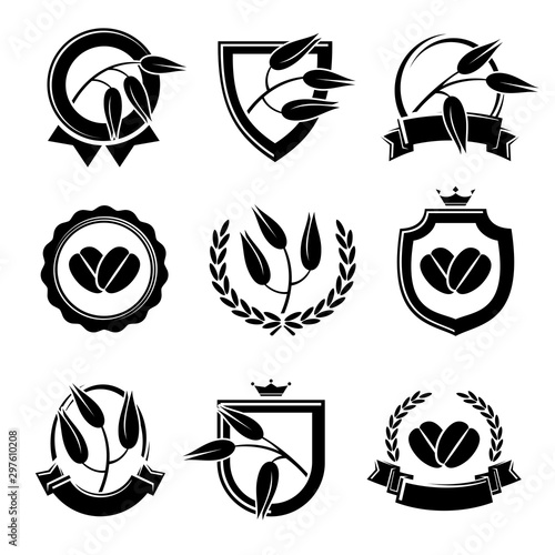 Oats collection labels and elements set. Vector
