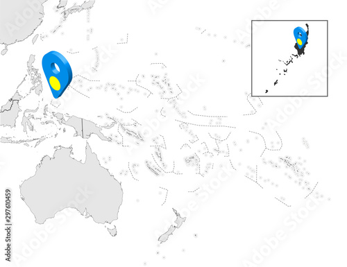 Fotografia, Obraz Location Map of  Palau on map Oceania and Australia