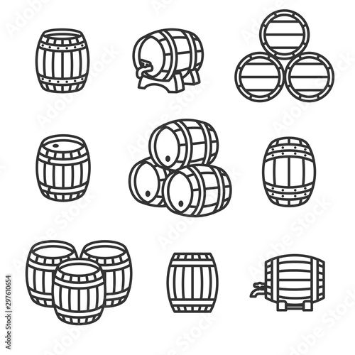 Leinwand Poster Barrels collection set. Collection icon barrels. Vector