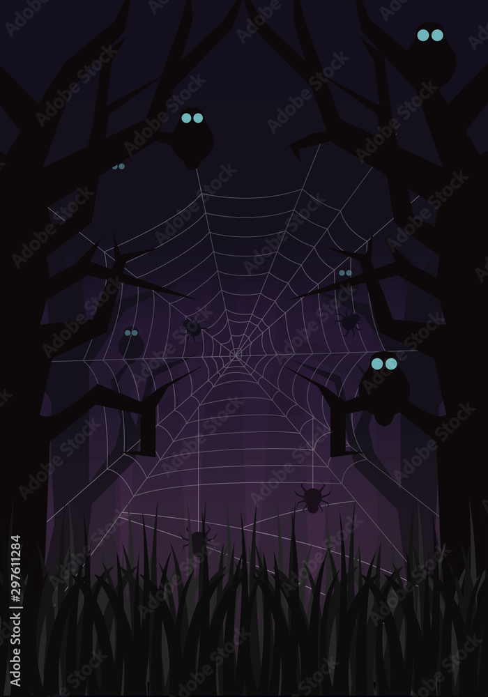 Wildlife in Jungle Halloween Art - Vector Stock Vector | Adobe Stock